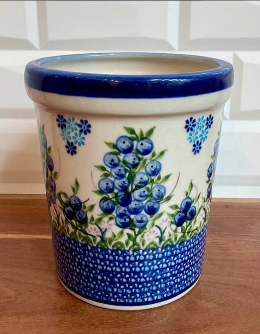 Kalich Polish Pottery, Blueberry Utensil Holder