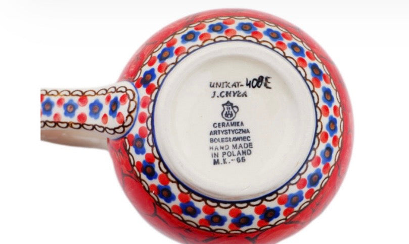 Ceramika Artystyczna, Unikat U408E, Crimson Poppies, Bubble Mug