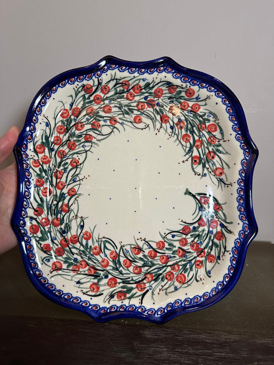 Millena,Signature Unikat Patriotic Blooms, Serpentine Platter Preowned