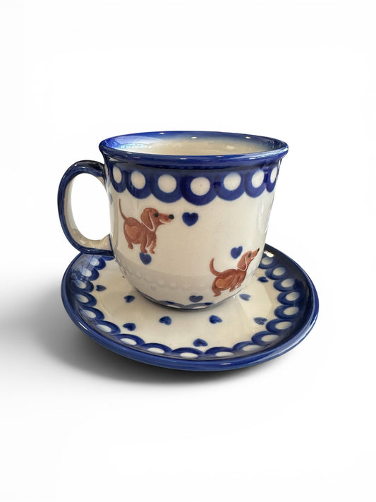 Kalich, Brown Dachshund, Cup and Saucer