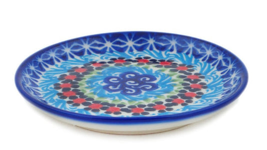 Ceramika Bona Polish Pottery, Cheerful Poppies, Small Plate/Coaster