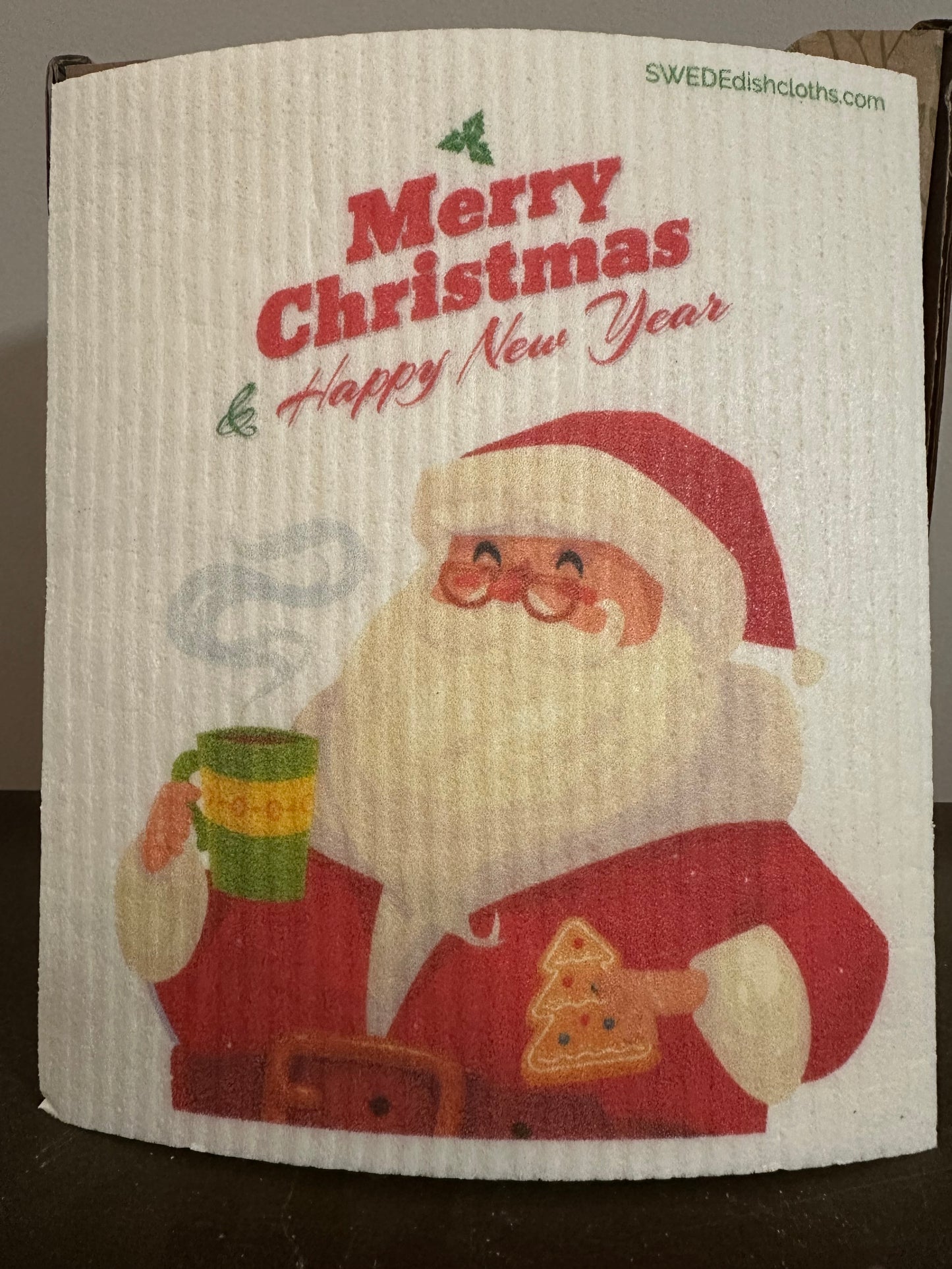 Swedish Dishcloth Christmas Santa with Cocoa