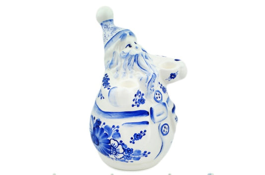 Fajans Wloclawek Polish Pottery, Retro Cobalt, Santa Claus Large Figurine