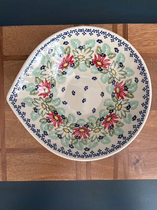 Manufaktura Polish Pottery, Teardrop Serving Bowl, Mountain Flower