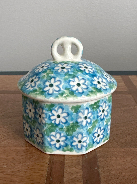 Ceramika Artystyczna Polish pottery, Sea Daisy Mini Trinket Box