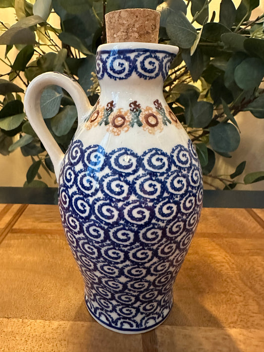 Ceramika Artystyczna Polish Pottery, Rustic Sunflower Chain, Bottle
