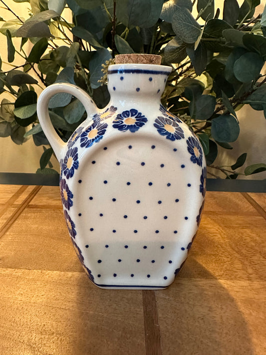 Ceramika Artystyczna Polish Pottery, Blue Zinnia, Bottle