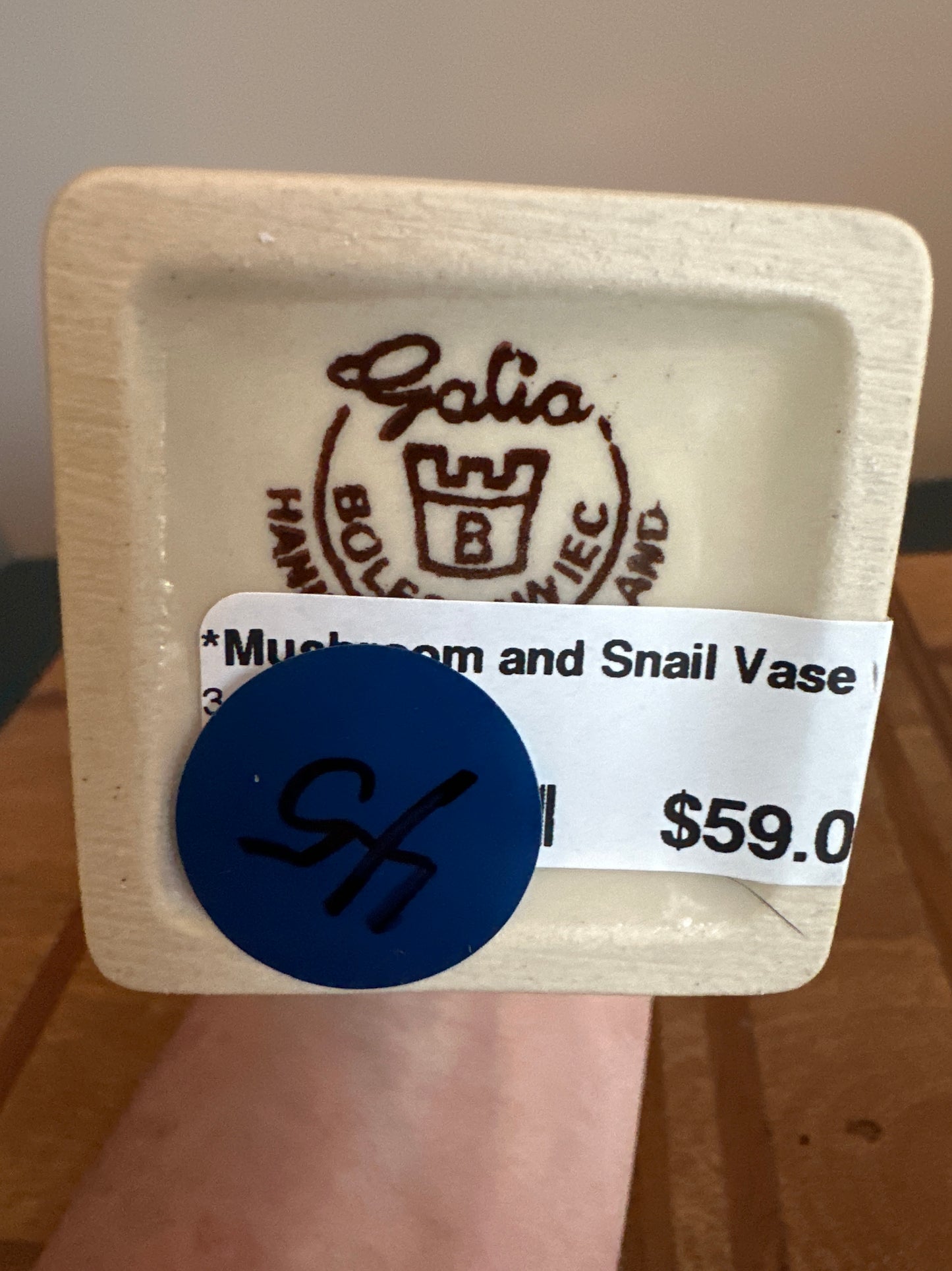 Galia Polish Pottery Mushroom and Snail Vase