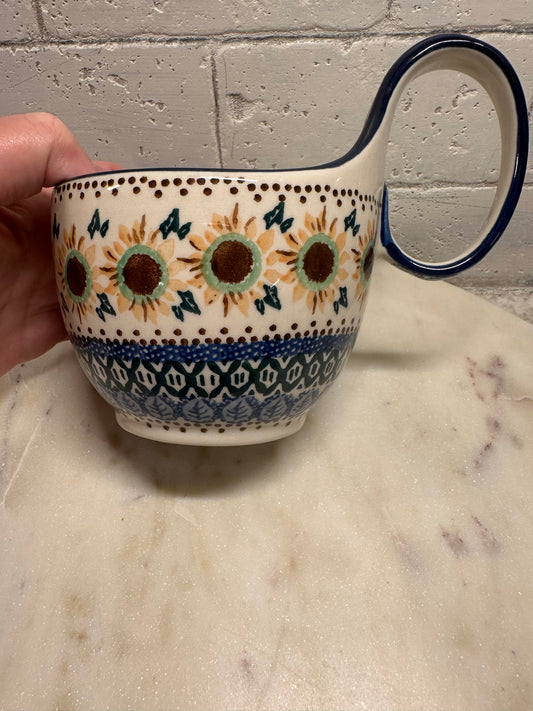 Ceramika Artystyczna Polish Pottery, U4860, Sunflower Loop Mug/Bowl
