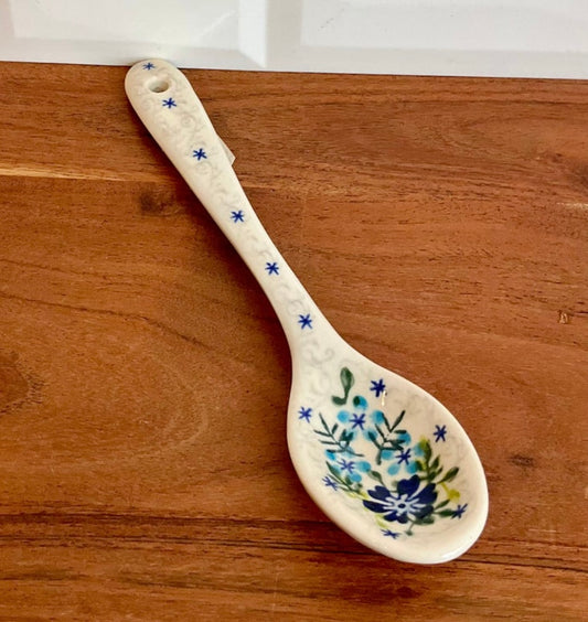 Vena Polish Pottery, Blue Garden Dream, 8" Spoon