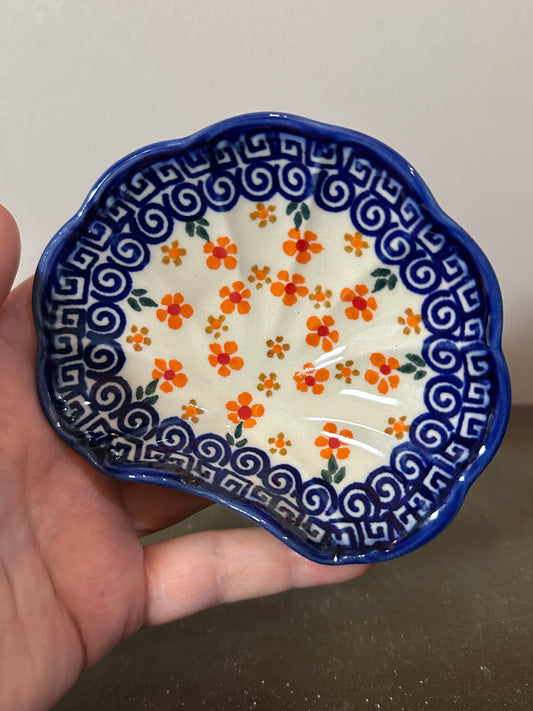Andy Polish Pottery, Orange Daisy Bowl