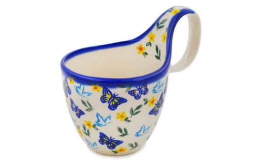 Vena Polish Pottery, Butterfly Ballet, Loop/Soup Mug with Handle
