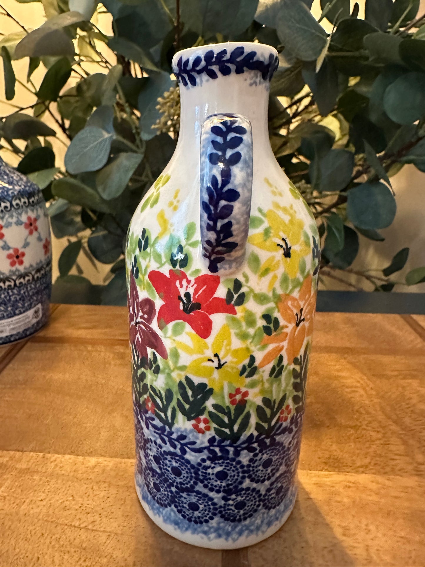 Ceramika Amfora Polish Pottery, Splash of Lilies, Bottle