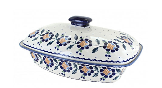 Manufaktura, Sunflower/Orange & Blue Flower, Large Covered Baker