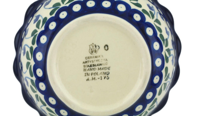 Ceramika Artystyczna Polish Pottery, Bleeding Heart, Scalloped Bowl