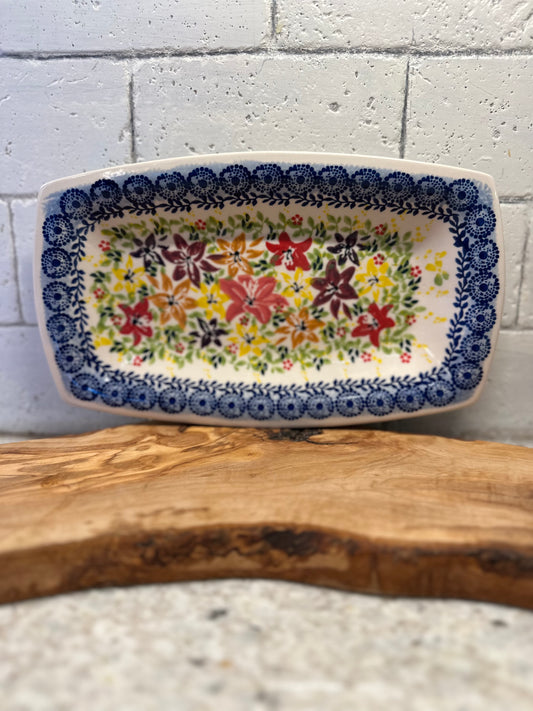 Ceramika Amfora Polish Pottery, Splash of Lilies, Rectangular Plate