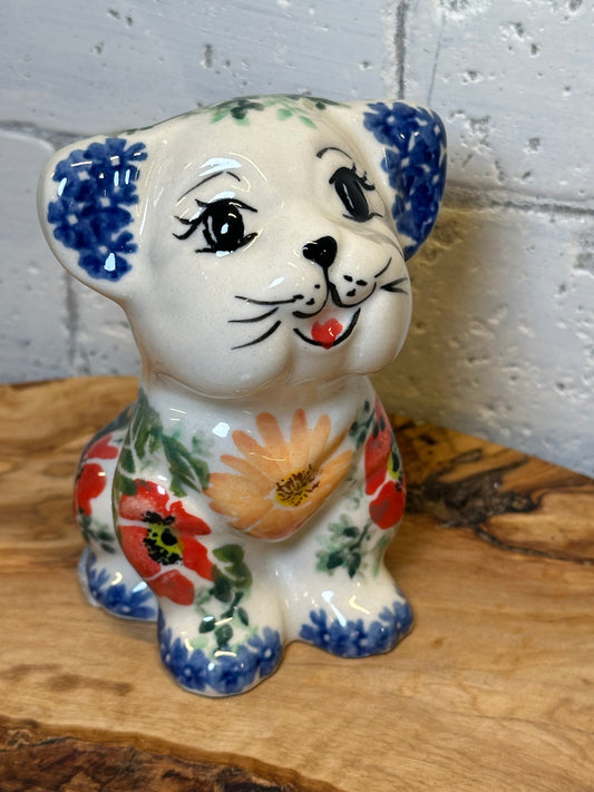 Kalich, Red and Yellow Floral, Dog Figurine