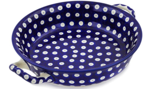 Ceramika Artystyczna, Blue Eyes, Medium Baker with Handles