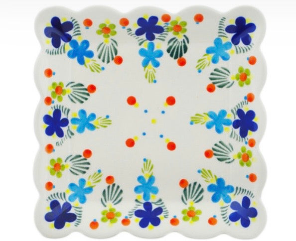 Zaklady Groovy Flowers, Scalloped Square Platter/Plate