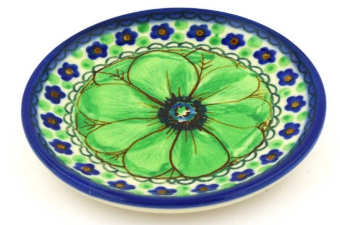 Ceramika Artystyczna, Green Pansies, Coaster/Mini Plate