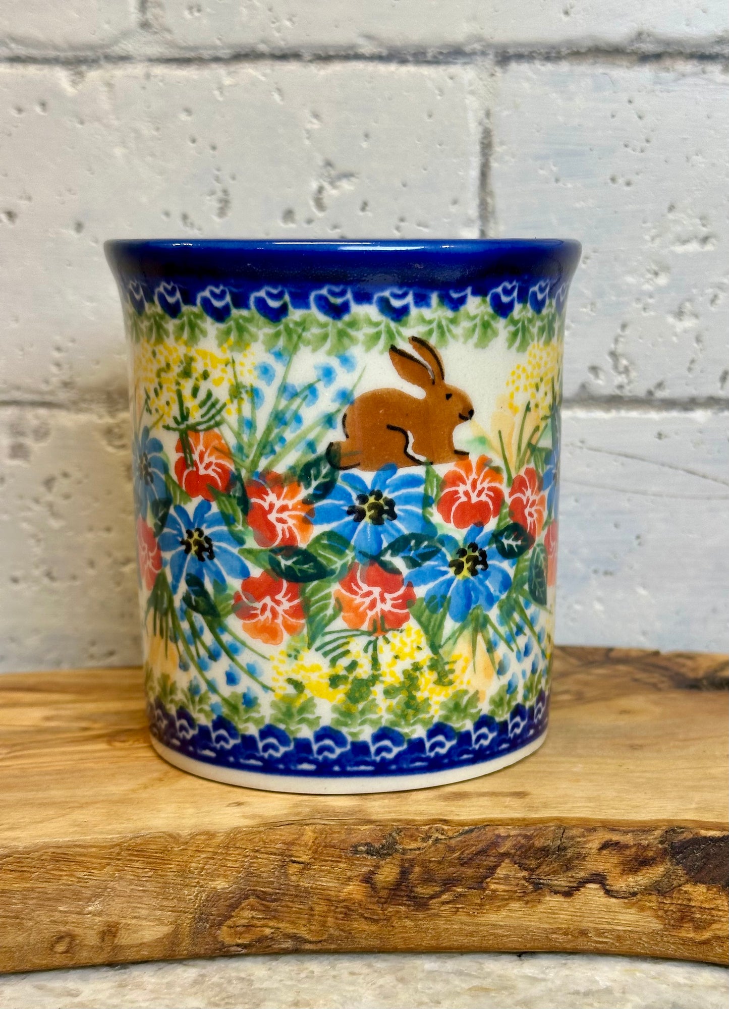 Kalich, Colorful Flowers, Brown Bunny, Straight Mug 10 oz