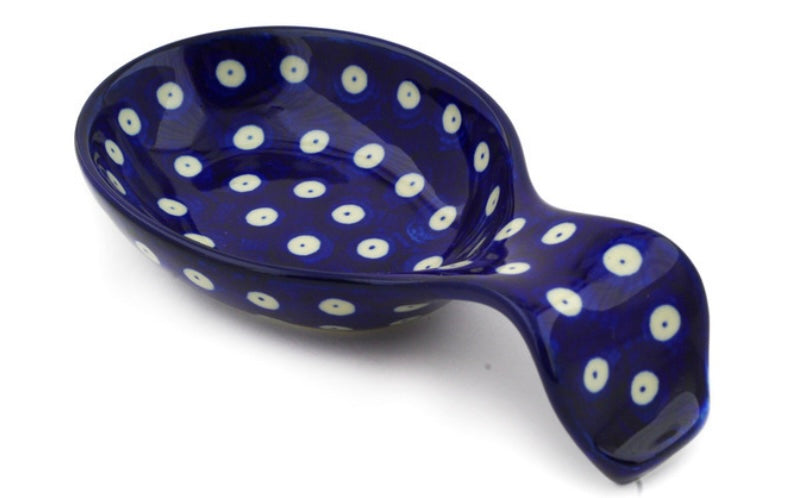 Ceramika Artystyczna Polish Pottery, Traditional Blue Eyes, Spoon Rest