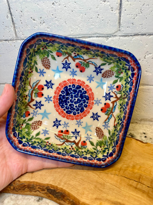 Kalich, Pinecones, Berries and Snowflakes, Square Bowl