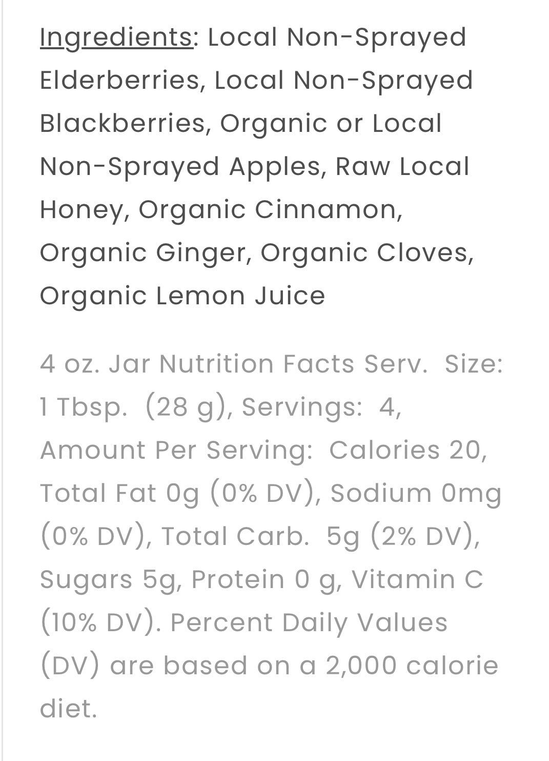 Rosebud's Real Food, Elderberry Honey-Sweetened Fruit Butter 4 oz