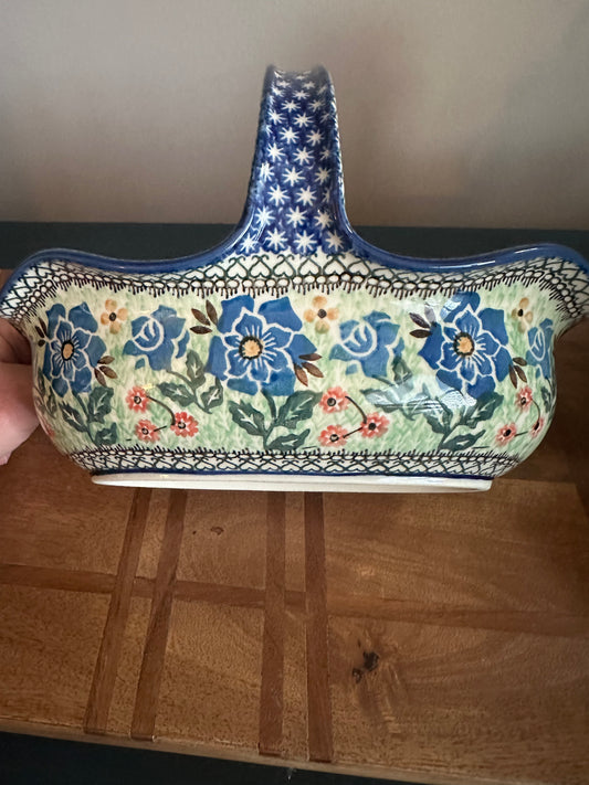 Ceramika Artystyczna Polish Pottery, Preowned, Limited Edition "Presence of Love" Unikat Basket