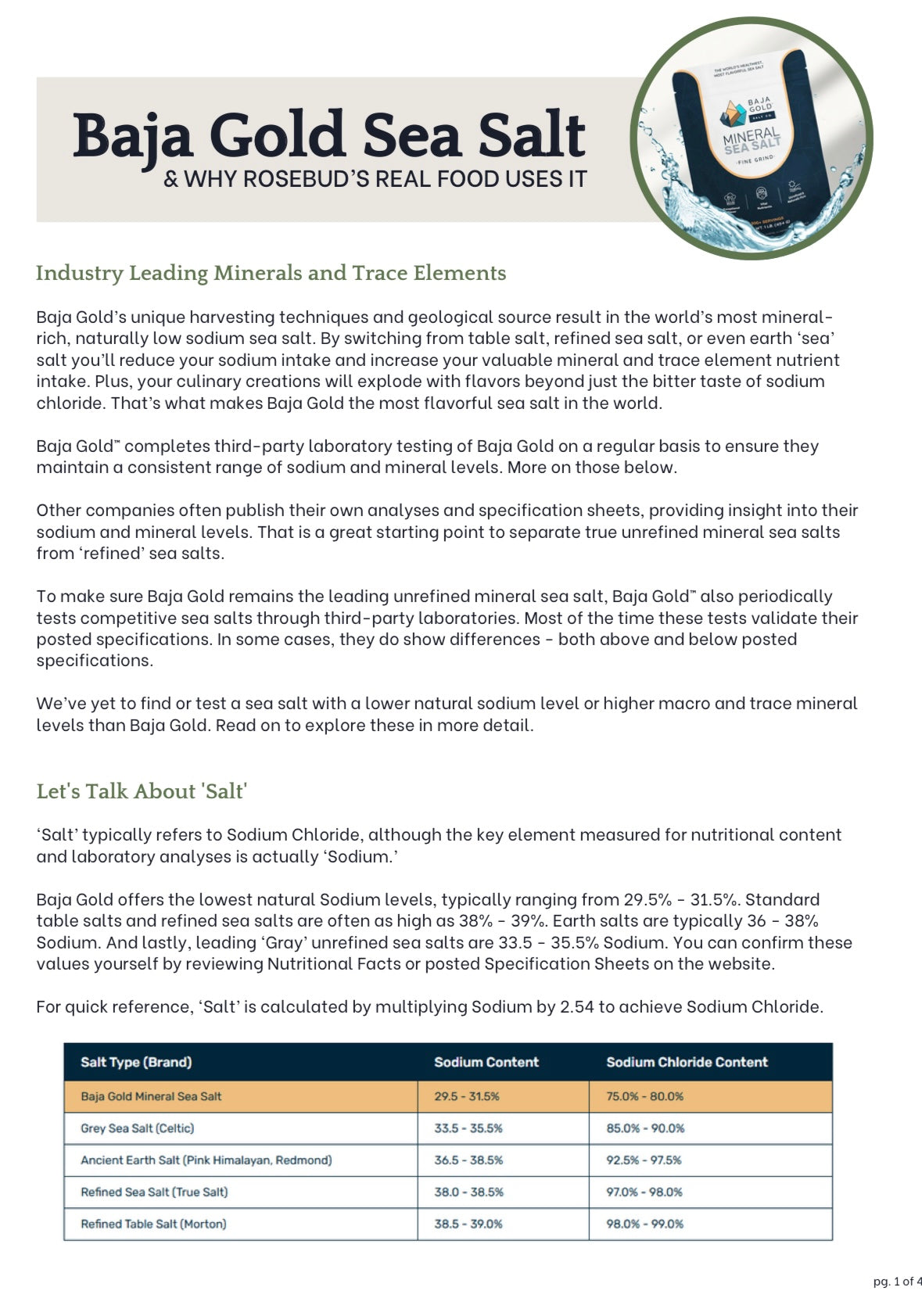 Rosebud's Real Food, Baja Gold Sea Salt 1 Lb