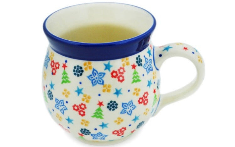 Ceramika Artystyczna, U4858, Joyful Cheer, Medium Bubble Mug 12 oz.