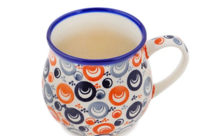 Ceramika Bona, Unikat Orange Peacock Eye, Bubble Mug,, 21 oz