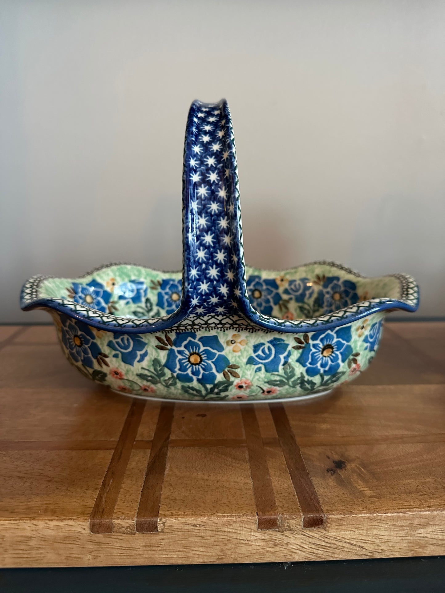Ceramika Artystyczna Polish Pottery, Preowned, Limited Edition "Presence of Love" Unikat Basket