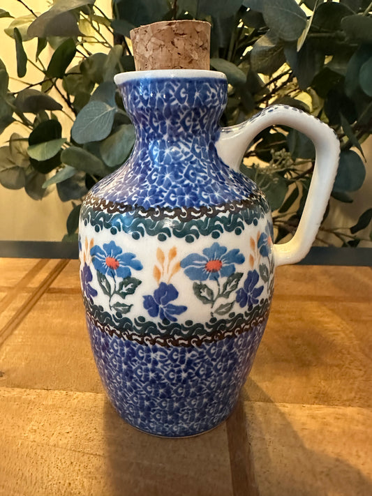 Ceramika Artystyczna Polish Pottery, Blue Forget Me Not, Bottle