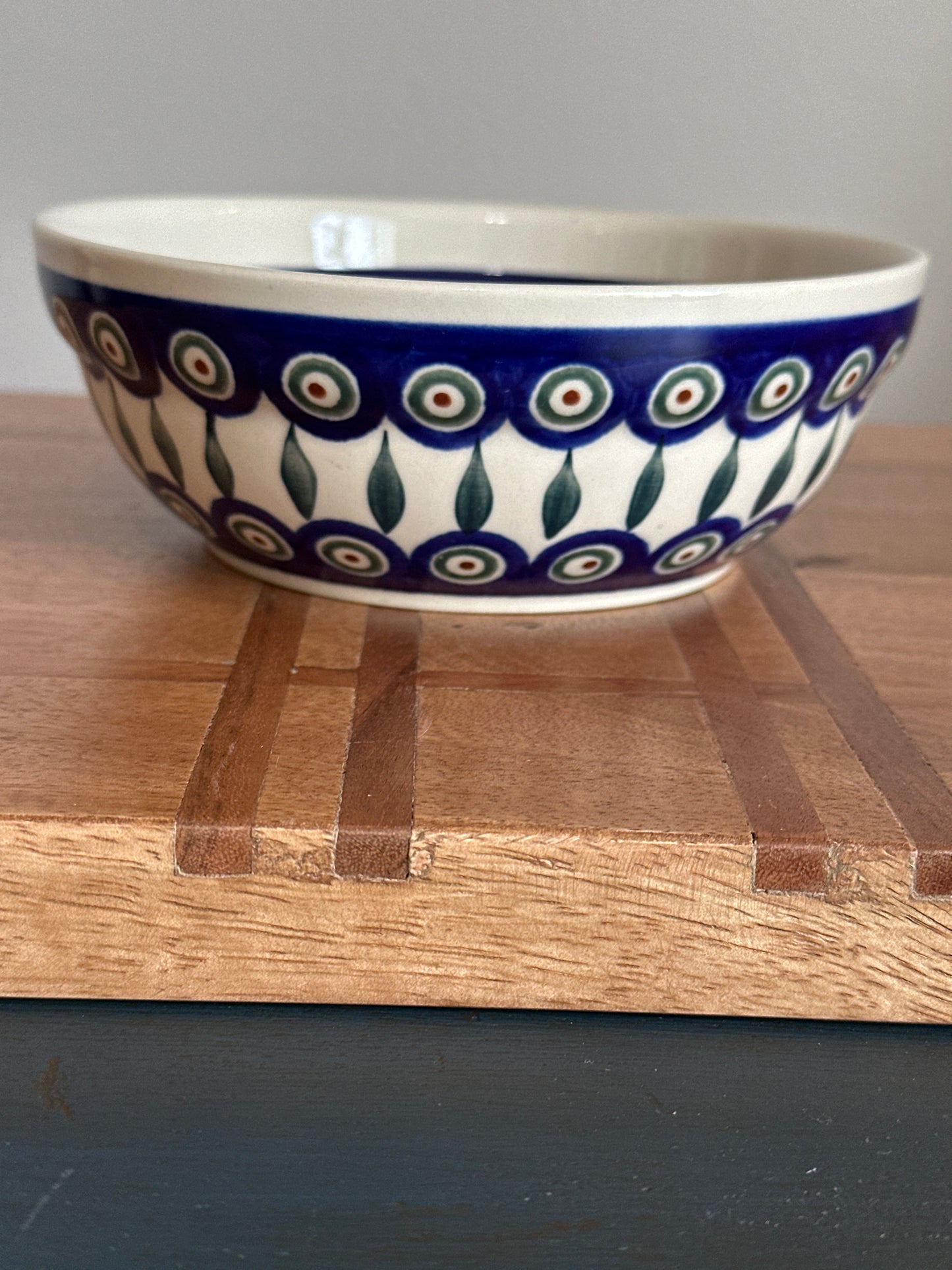 Zaklady Polish Pottery, Traditional Peacock Leaves, Preowned Bowl