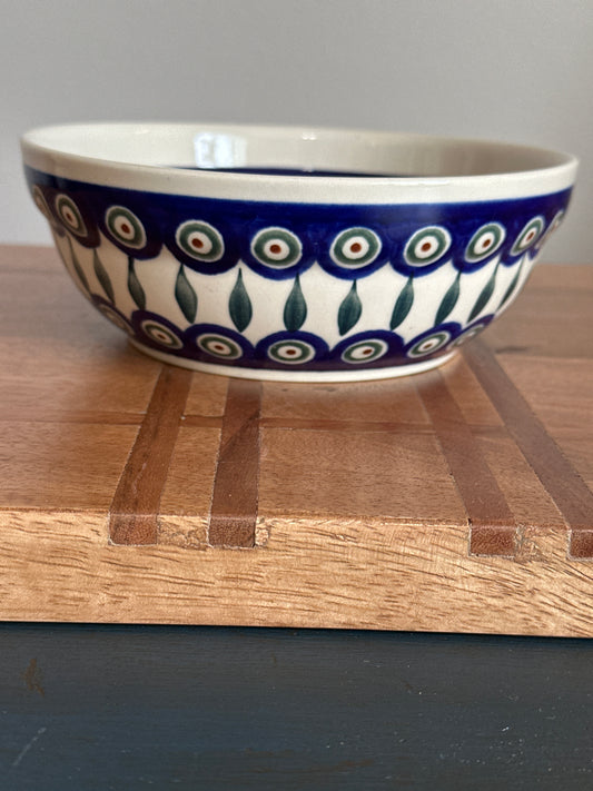 Zaklady Polish Pottery, Traditional Peacock Leaves, Preowned Bowl