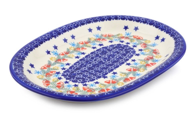 Ceramika Bona, Wreath Of Bells, Oval Platter 11.46"