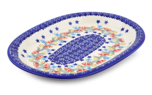 Ceramika Bona, Wreath Of Bells, Oval Platter 11.46"