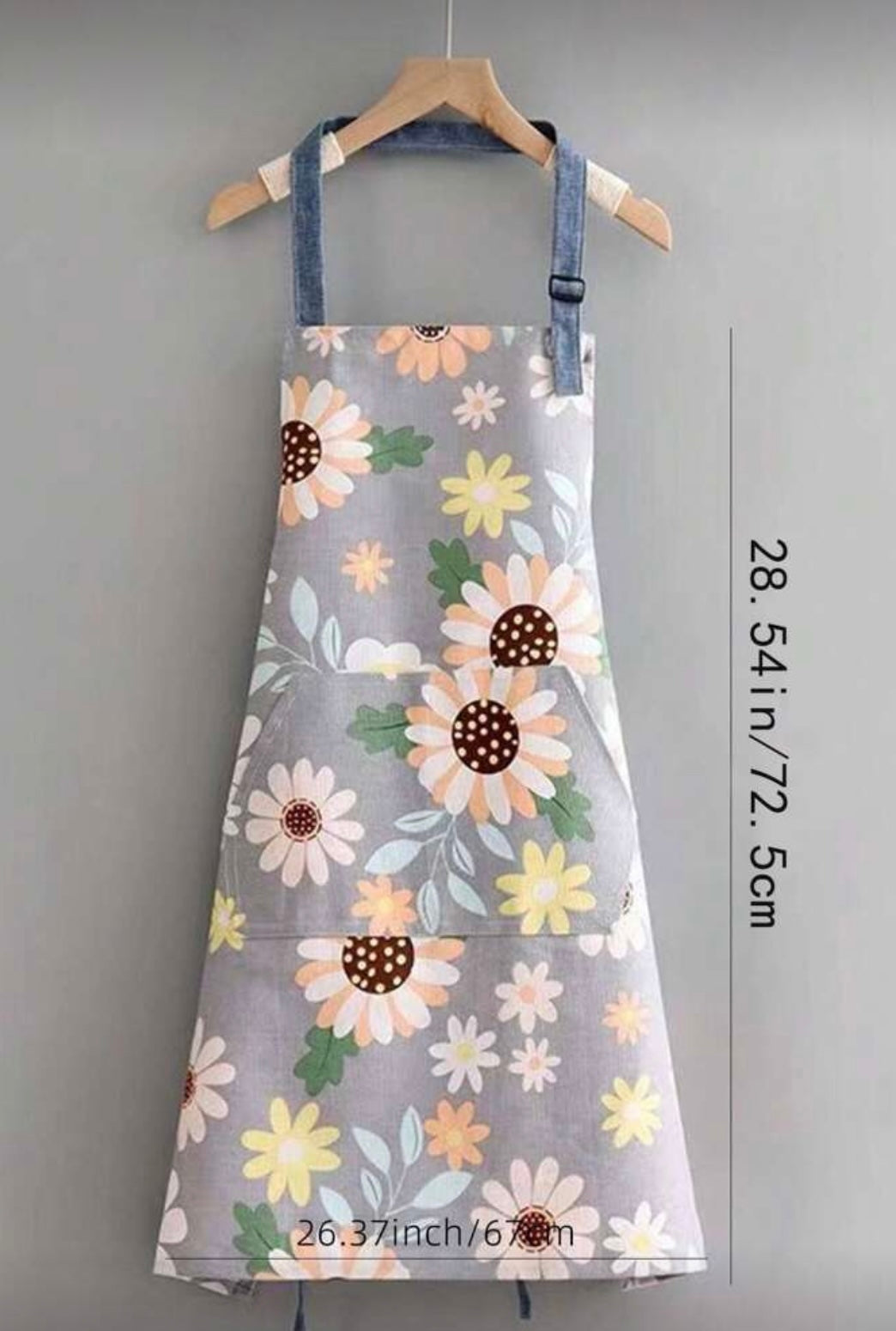 Oil-Proof, Waterproof, Light Gray Flower Apron