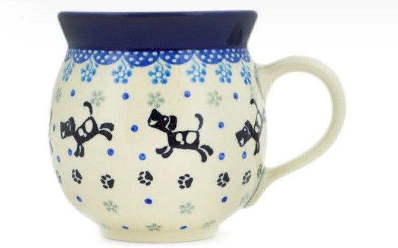 Ceramika Artystyczna, Playing Pups, Medium Bubble Mug 12 oz