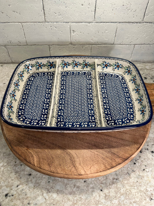 Ceramika Artystyczna Polish Pottery, Triple Divided Dish