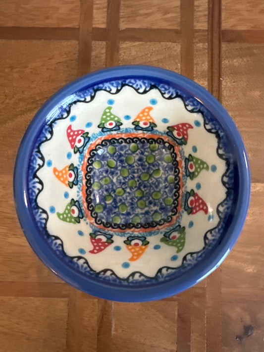 Galia Polish Pottery Colorful Gnomes Medium Pedestal Bowl