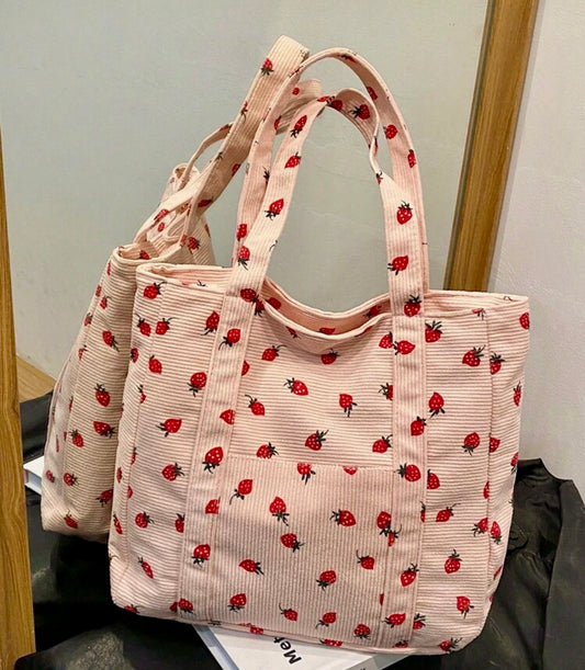 Strawberry Pink Large Tote Bag
