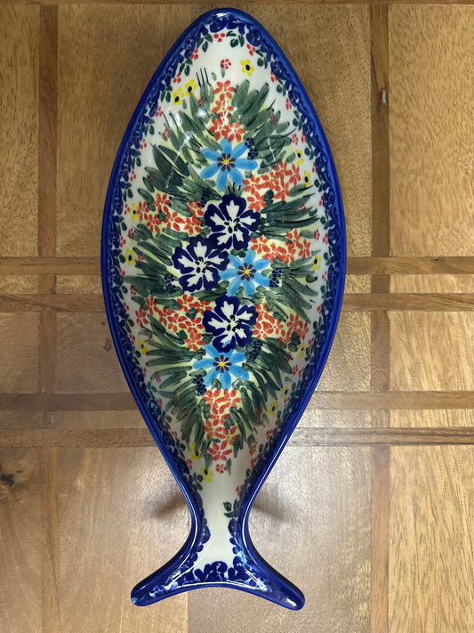 Dalia Polish Pottery, Signature Unikat, Fish Shaped 10", Platter/Bowl