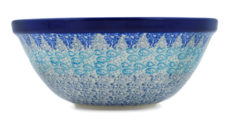 Ceramika Artystyczna Polish Pottery, Unikat Blue Lagoon Whimsy, Bowl