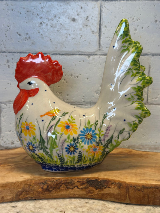 Kalich, Art Level, Yellow, Lavendar, Blues, Yellow Bird, Large Rooster Figurine