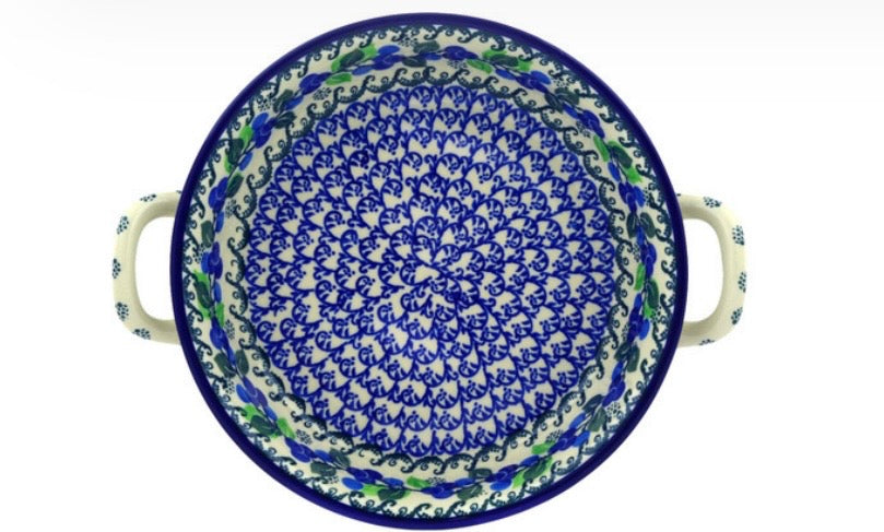 Ceramika Artystyczna, Limeberry, Medium Round Baker with Handles