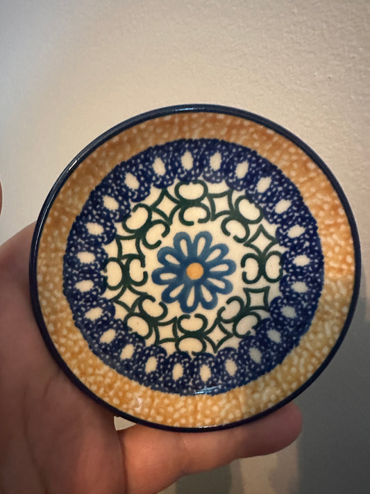 Ceramika Artystyczna Polish Pottery, Daisy Stepping Stones, Mini Plate/Coaster