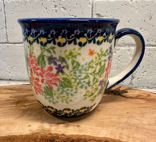 Kalich, Pink, Purple, and White Flowers with Butterfly, Straight Mug 14 oz