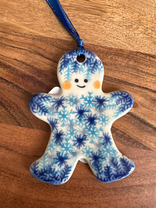 Galia Polish Pottery Snowflake Gingerbread Boy Ornament